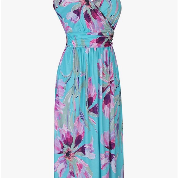 Aqua Floral Midi Dress! - Picture 3 of 4